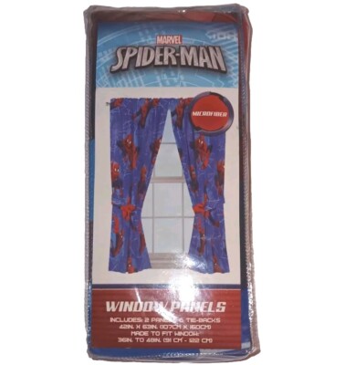Jay Franco & Sons Marvel Spiderman 42'' x 63'' Curtain Panel Pair with Tiebacks