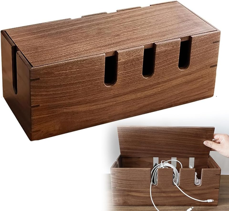 Wooden Cable Management Box, Desk Cord Organizer | Wooden Cable Management Box H