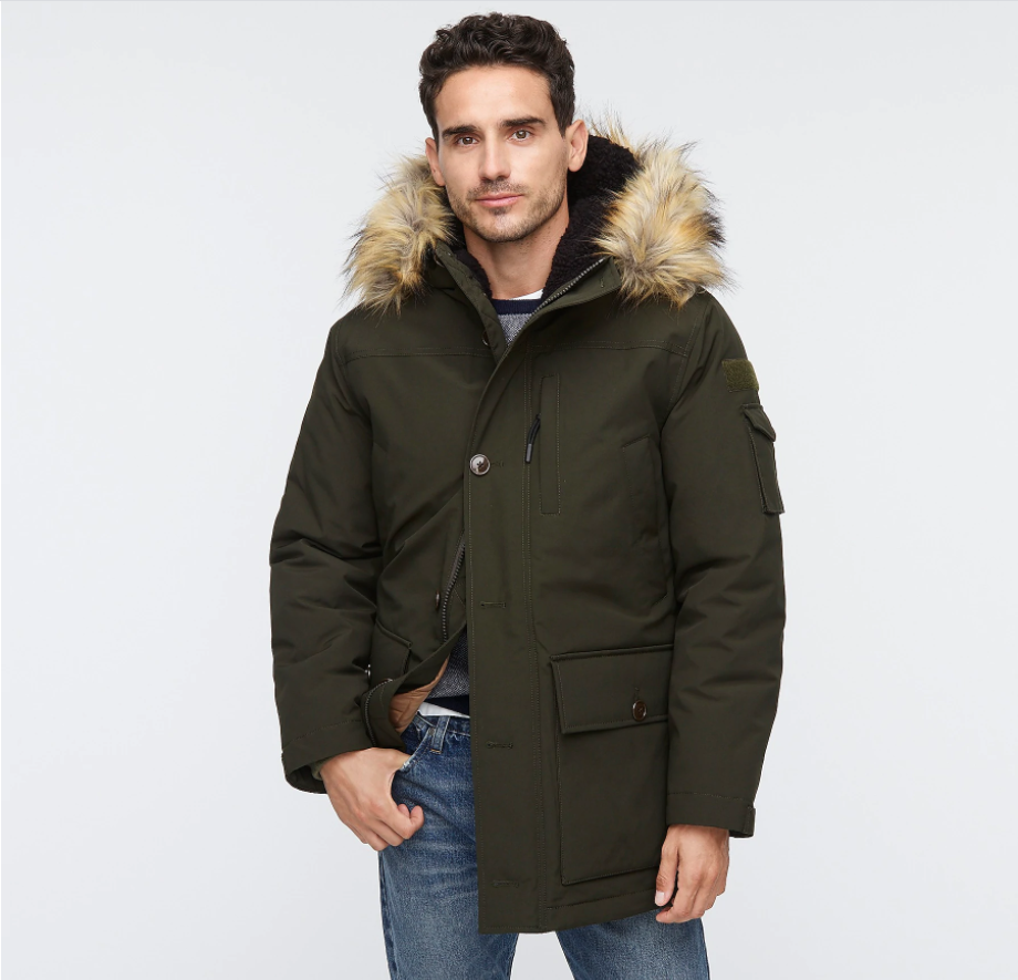 Pre-owned Primaloft J Crew Nordic Parka With Eco-friendly ® Ad603 Olive Small In Green