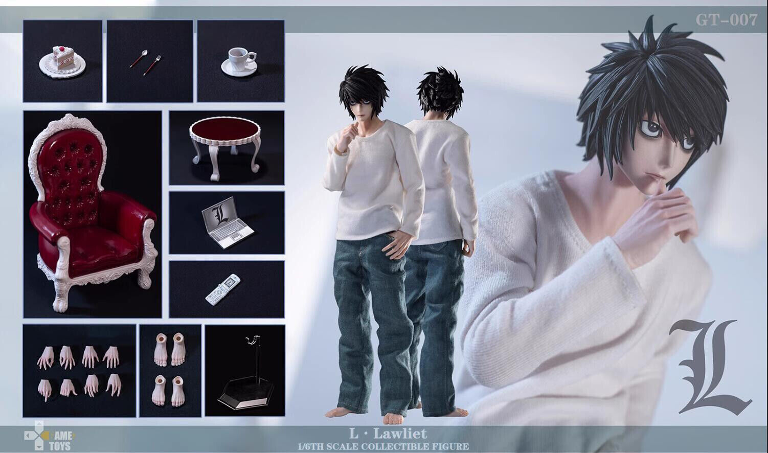 GAMETOYS 1/6 GT-007 L·Lawliet Action Figure DEATH NOTE Joint GAMETOYS 1/6 GT-007 L·Lawliet Action Figure DEATH NOTE Joint