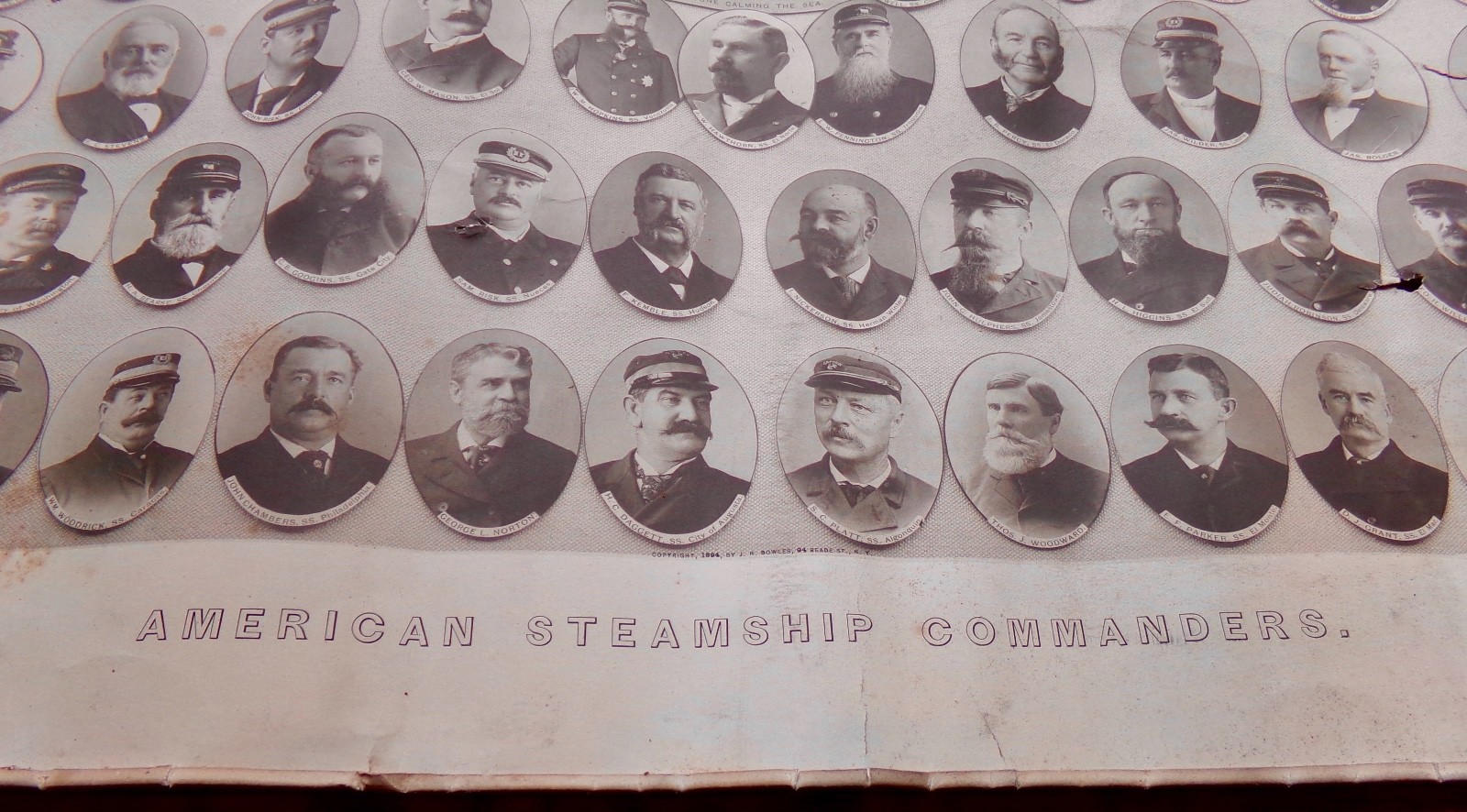Super rare, 1894 American Steamship Commanders picture. Estate find.