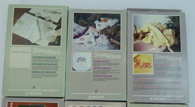 Lot of 6 Singer SewWare Software Design Cartridges 1 2 3 4 6 8 Embroidery Design