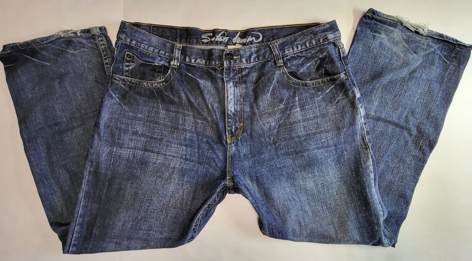 Men's Safari Denim Boot Cut Jeans 44 X 32 Blue Medium Wash