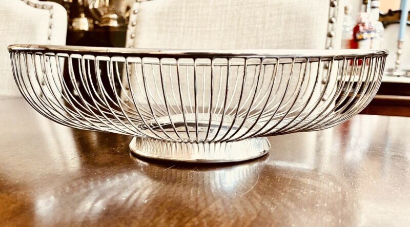VINTAGE EALES 1779 Oval WIRE BASKET SILVER PLATED FRUIT BOWL BREAD 11.75”