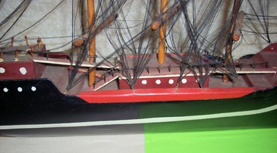 Vintage Handmade  Model 3 Masted Schooner