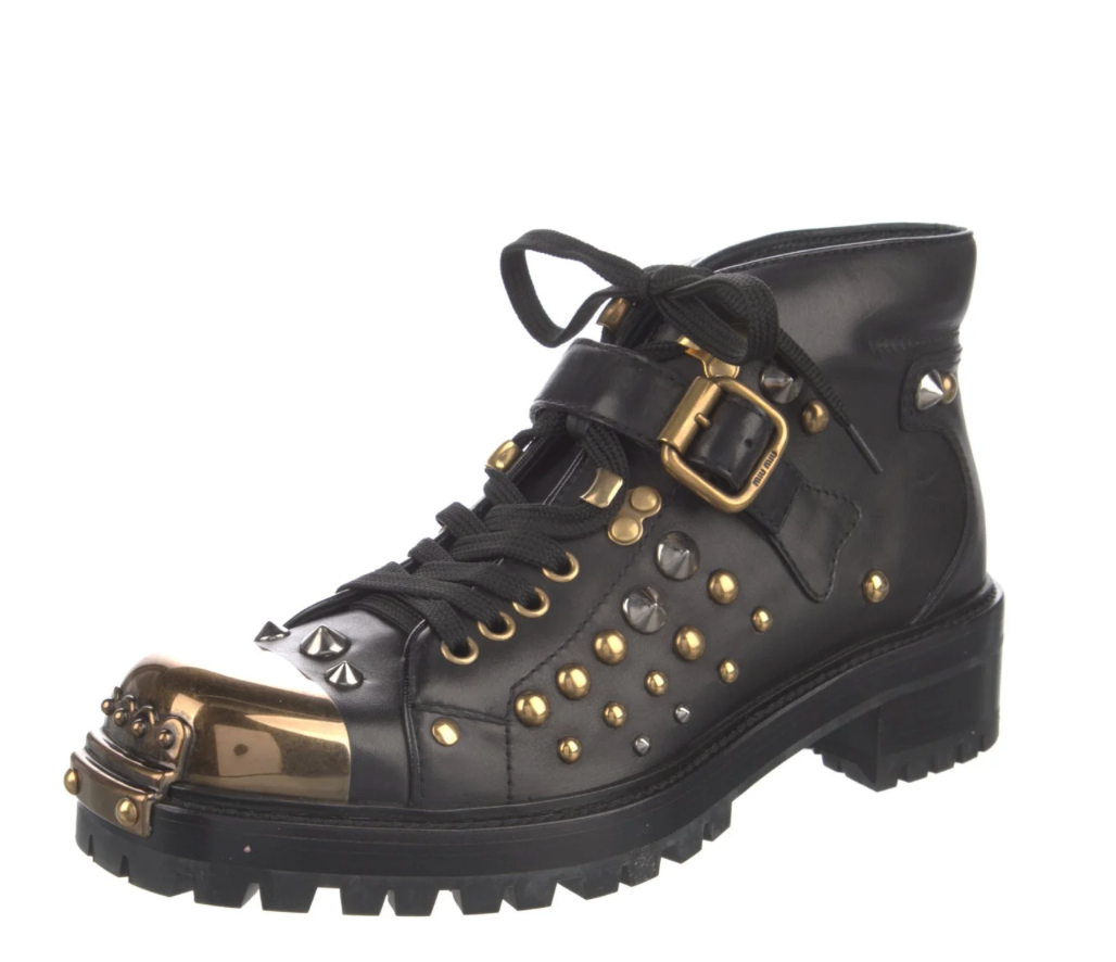ブーツその他 MIUMIU ANTIQUED LEATHER COMBAT BOOTS Miu Miu Women's Cap Toe Combat Boots | Bloomingdale's