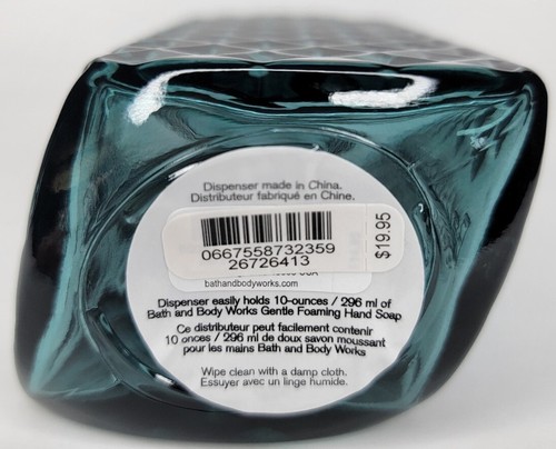 BATH & BODY WORKS FACETED GREEN GLASS GENTLE FOAMING HAND SOAP DISPENSER 10 OZ