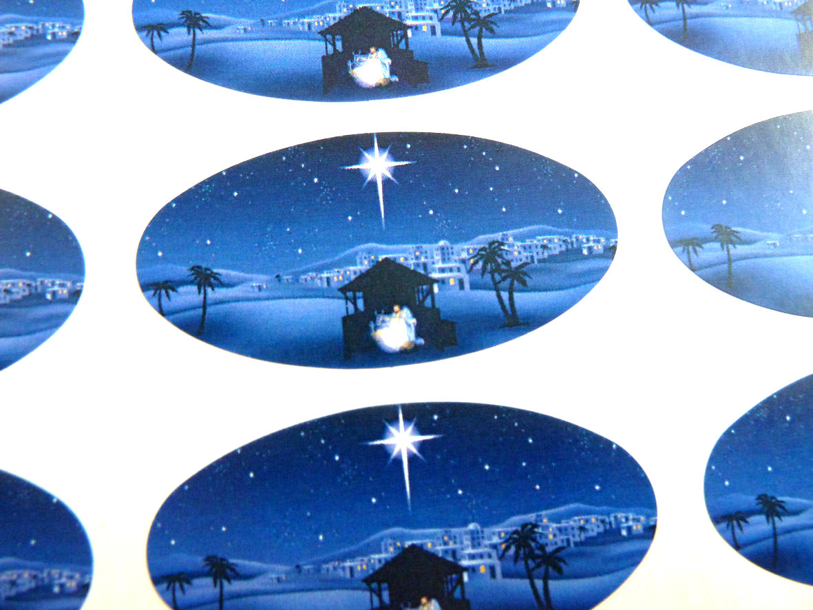 Nativity Scene, Christmas Christian Labels Stickers, Envelope Seals for