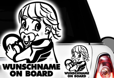 1x Aufkleber WUNSCHNAME ON BOARD Sticker Hangover Baby Auto Kind fährt mit FUNx 