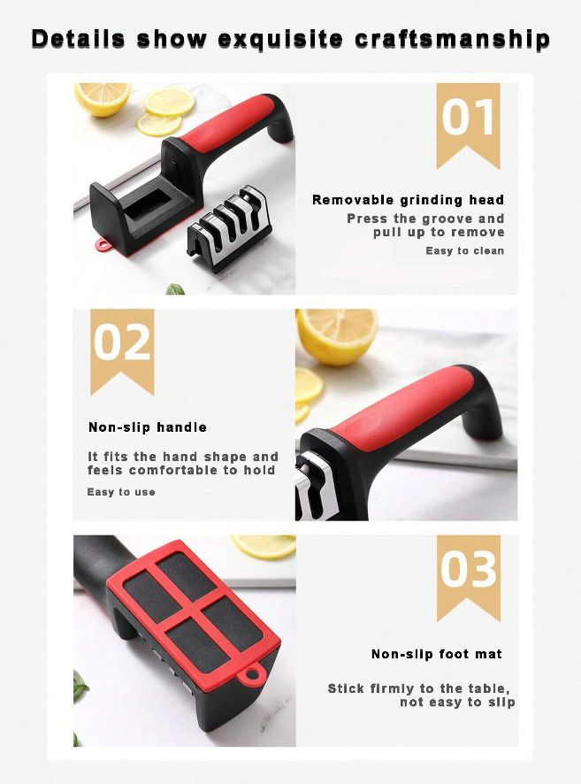 1 PC 4-Stage Knife & Scissor Sharpener - High Carbon Stainless Steel Tool!