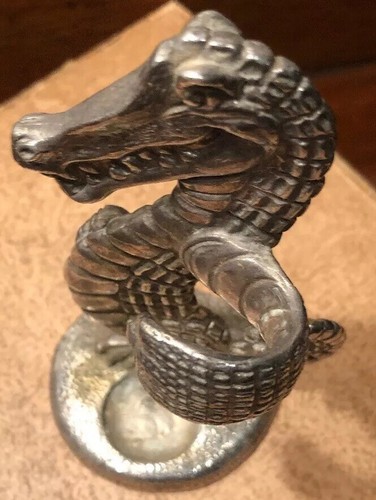 Rare Vintage Reed & Barton Alligator Pen Holder Crocodile Desk Trinket