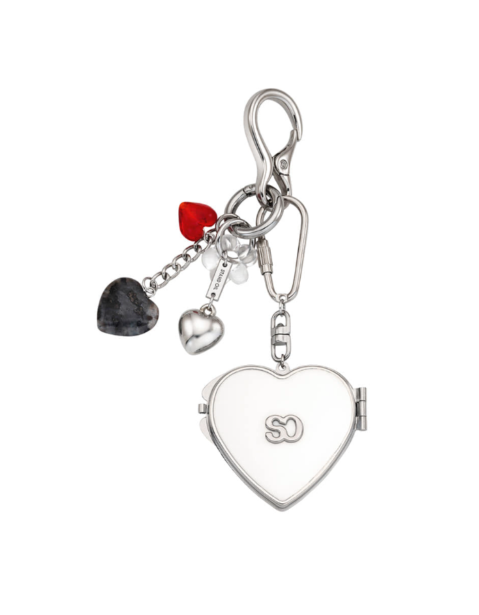 Stand Oil] Heart Berry Keyring - Silver - Shipping from
