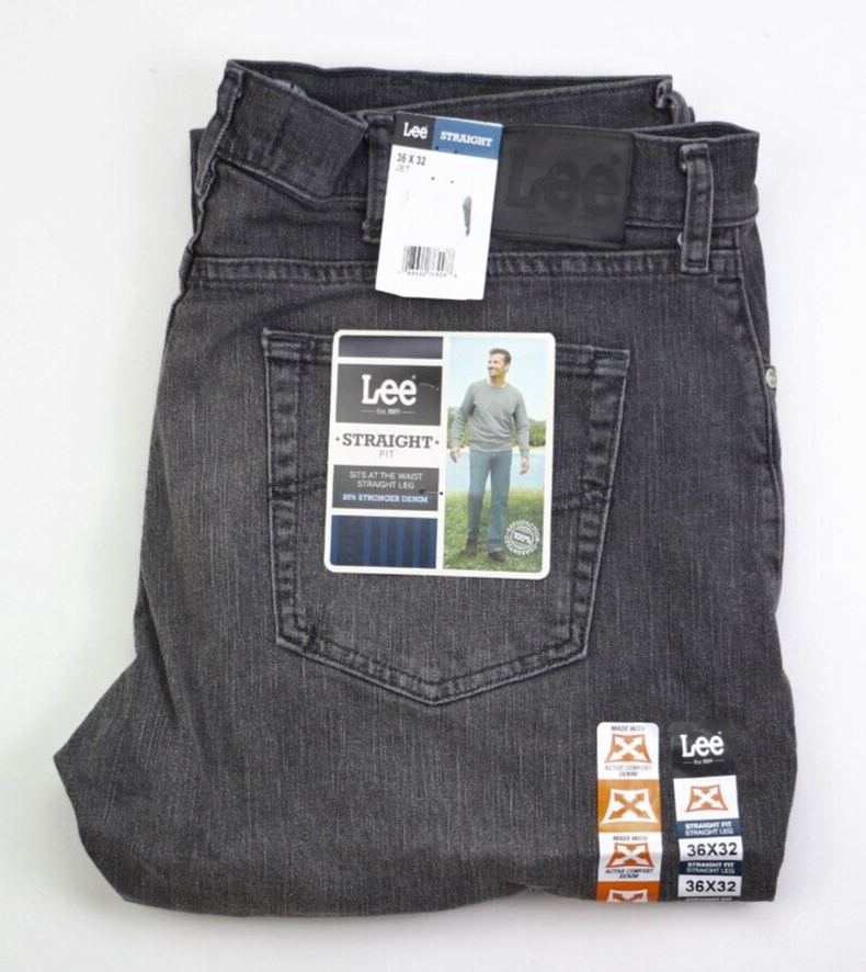 

Lee W36 L32 Straight Fit Jeans Mens Size Active Comfort Denim Grey New, Серый