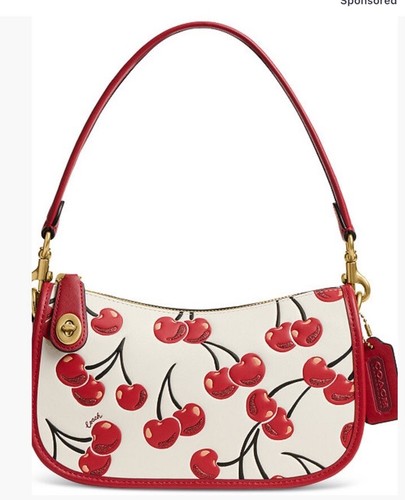❤️Coach Swinger B4/Chalk Multi Cherry Print Leather