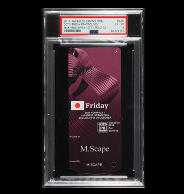 Max Verstappen True F1 Debut 2014 Japanese Formula 1 Pass Ticket PSA 6 POP 4