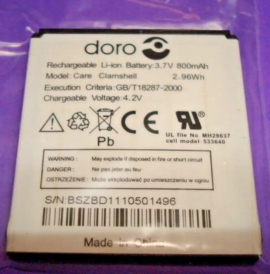 Care Clamshell 533640 Battery 800mAh Doro Phone Easy 409 409GSM 410