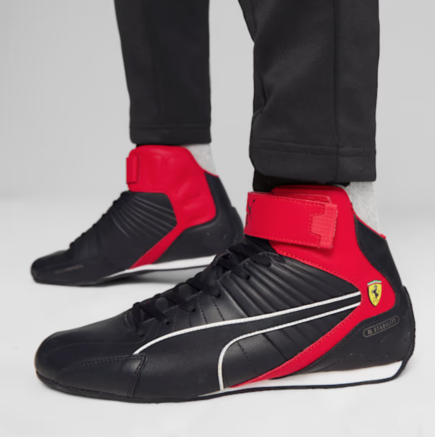 Pre-owned Puma Mens  Ferrari Kart Cat Rl Mid Neo Aerocat R-cat Shoes Carbon 307512 03 In Black