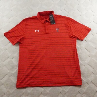 Under Armour Texas Tech Red Raiders Polo Shirt Mens Large Striped Red Black