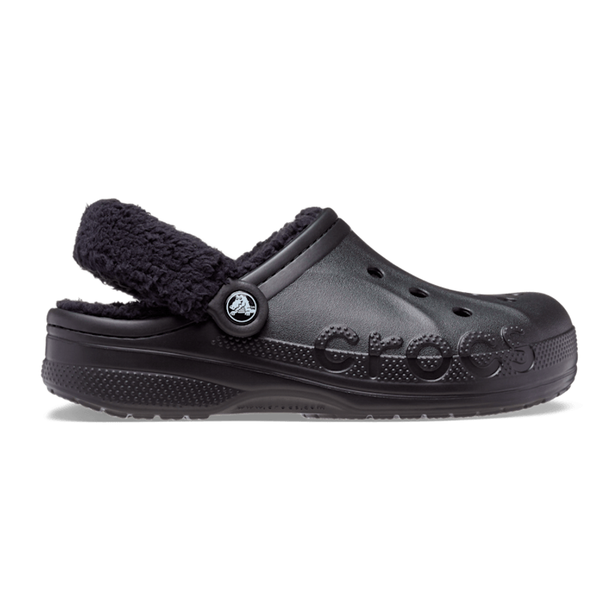 New CROCS Mens BAYA LINED FUZZ-STRAP CLOG 206633-060 BLACK US M 4