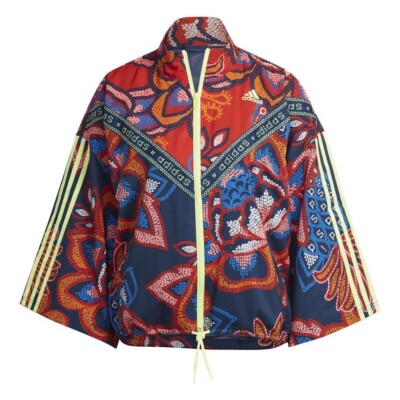 ADIDAS x FARM Rio Womens S Track Top Kimono Sleeves Red Floral Recycled Sold Out