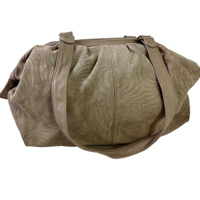 Stone Mountain Suede Embossed Swirl Print Large Double Handle Handbag Purse Bag