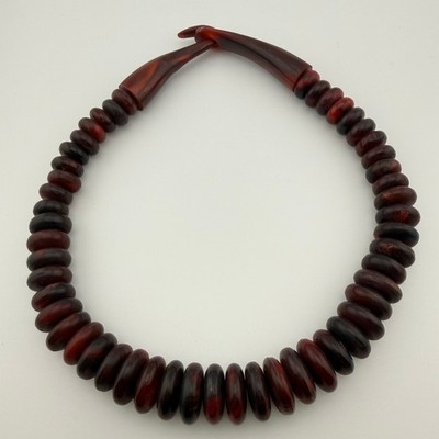 Catherine Noll Horn Necklace Red Amber Graduated Disk Modernist Statement Hook