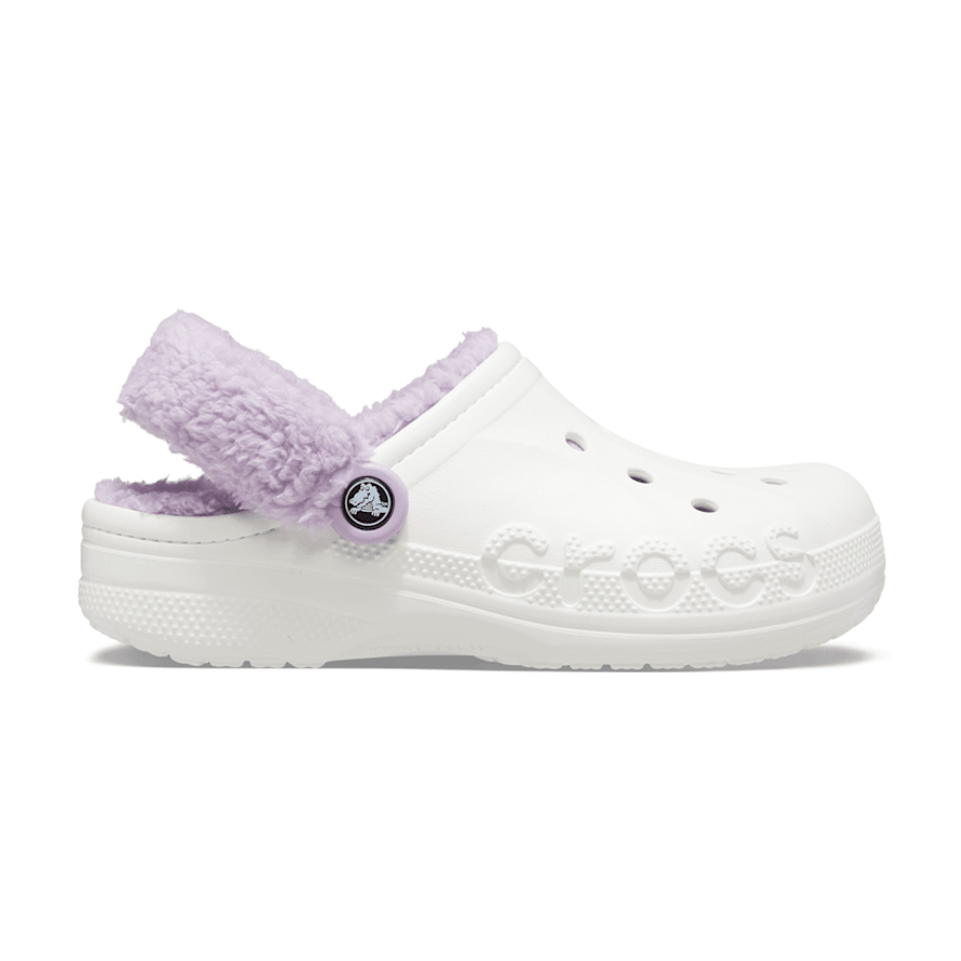 New CROCS Womens BAYA LINED FUZZ-STRAP CLOG 206633-577 WHITE