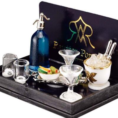 Bar Mixing Set 1.740/5 Ice 4 Glasses Siphon Reutter Porcelain Dollhouse Miniatur