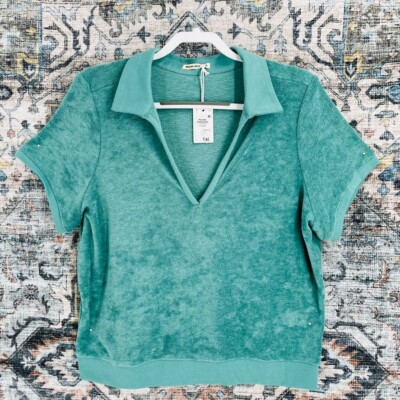 MARINE LAYER  Women's Johnny Collar Polo - Deep Sea SIze XL New With Tags