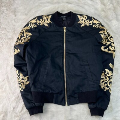 Ksubi Womens XS Black and Gold Ci Ci Bomber Mad Bull Embroidered