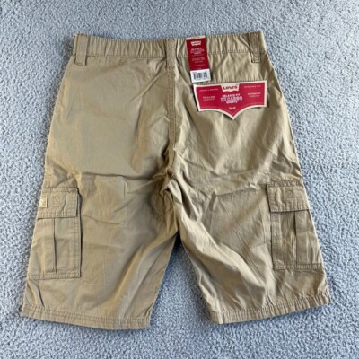 NWT Levi's Shorts Boys 16 W 28 Beige Khaki XX Cargo Shorts Relaxed Stretch Waist