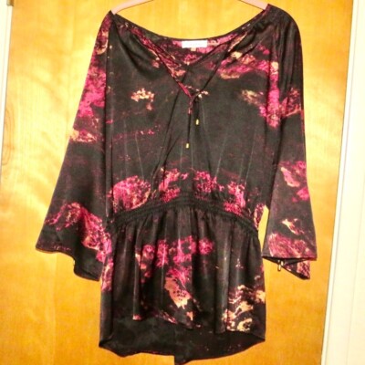 Sexy Pretty Calvin Klein Flowy Flower Floral Top Elegant Blouse Sz L Large NEW