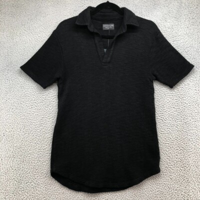 Good Life Terry Cloth Polo Shirt Mens Small Black Short Sleeve V Neck New 