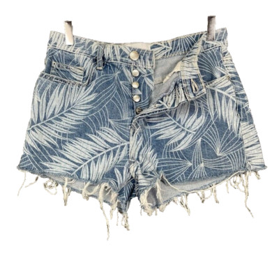 Current Elliott Shorts Womens 29 Blue Denim Cut Off Wily Palm Leaf Button Fly