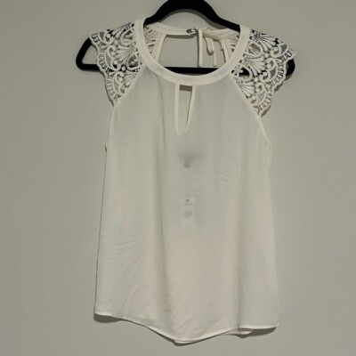 Express Blouse Shirt Women Size Small S White Sleeveless 100% Polyester NWT