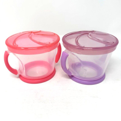 Munchkin Snack Catcher Toddler Snack Cup Container - Pack of 2, Pink/Purple
