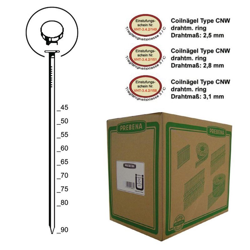 Prebena CoilnÃ¤Gel Cnw28 65bkri Ringschaft 65mm Ve 6000 St (12,66 Eur/1000 StÃ¼Ck)
