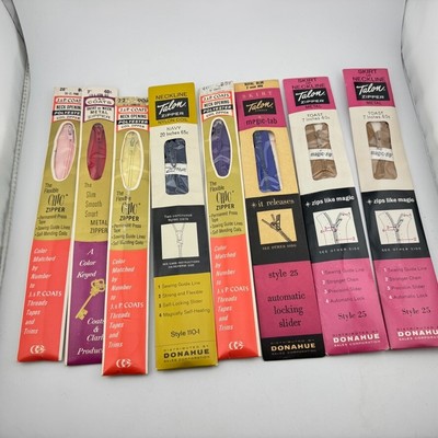 Lot Of 8 Vintage Talon J&P Coats Zippers - Various Types/Colors/Lengths - NOS