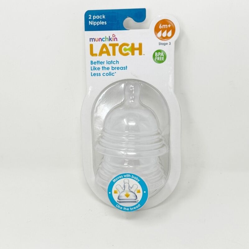 Munchkin LATCH Stage 3 Bottle Nipples 2 Pack BPA FREE 6m+  NEW
