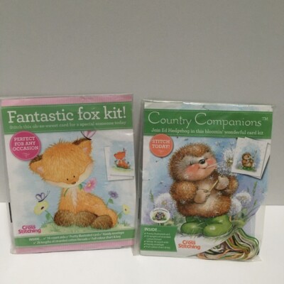 Cross Stitch Card Kit Ed Hedgehog Fantastic Fox The World of Cross Stitching 
