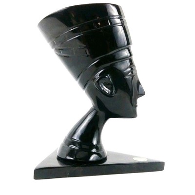 2 1/2 Pound Mexican Black Onyx Obsidian Bust Person Priest Priestess Egyptian