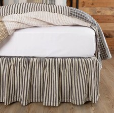 VHC Bed Skirt Dust Ruffle Twin Farmhouse Gray Stripe Easy ...