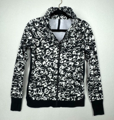 Lululemon Black White Fleur Sombre Floral Cozy Cuddle Up Full Zip Jacket 8