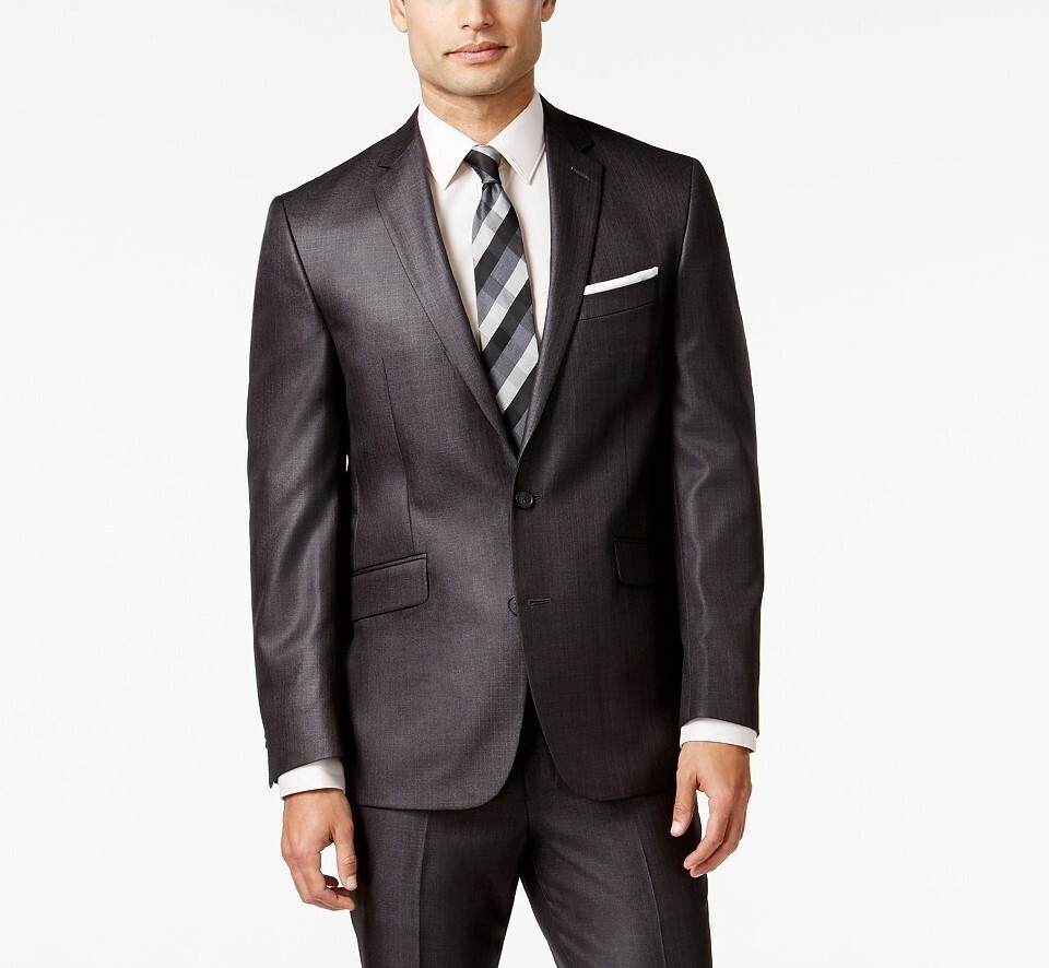 Kenneth Cole Reaction Slim-Fit Charcoal Basketweave Blazer sz. 42R 134767