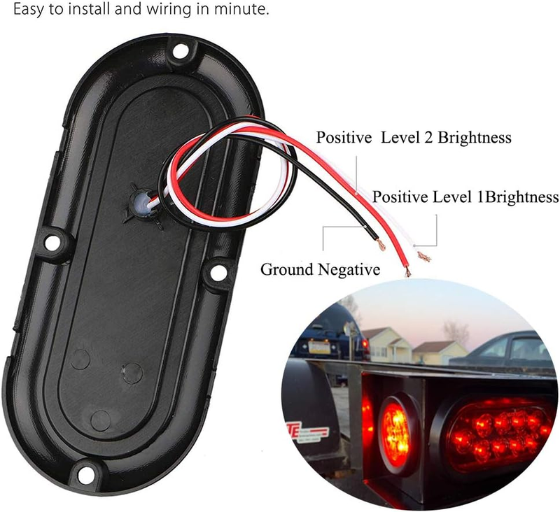 Red Color 6" Oval Marker Tail LED Light For Bus Trucks Trailers Tractors Semi-Tr