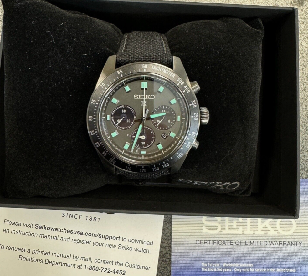 Pre-owned Seiko Ssc923 Speedtimer Watch "night Vision" Black Solar Chronograph 100 Meter