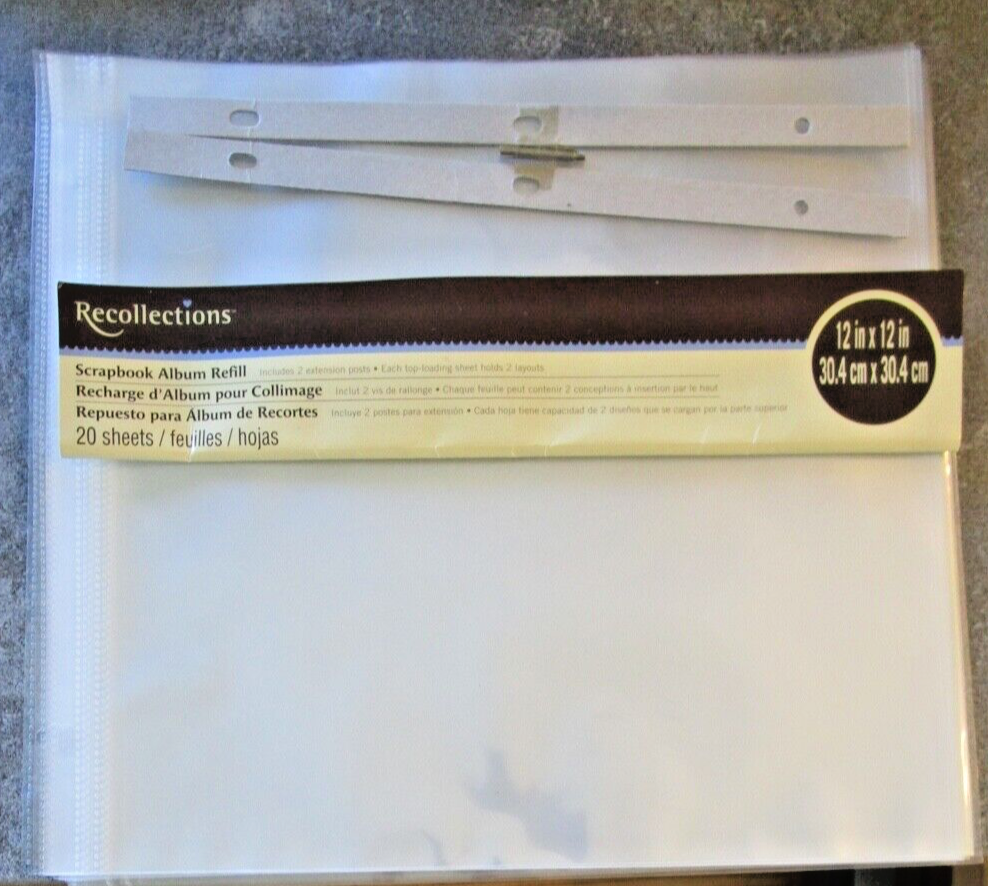Recollections Scrapbook Album Refill 12x12 Clear 18 Sheets New open, not 20,w/po