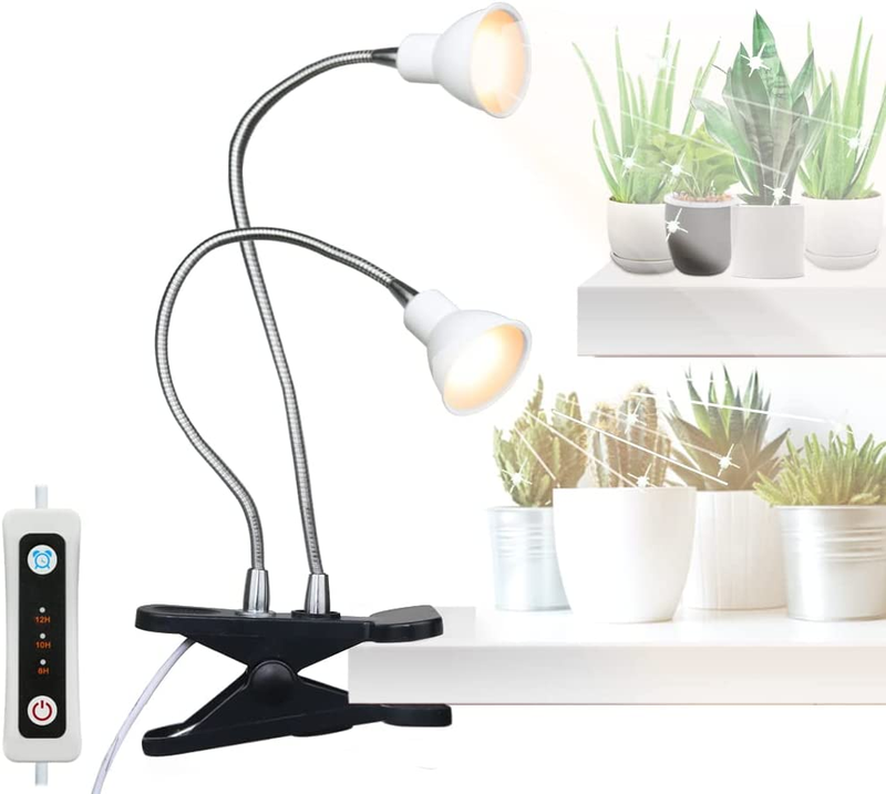 Aceple LED Grow Light, Dual Head Desk Clip Lamp for Indoor Plants with Full Spec