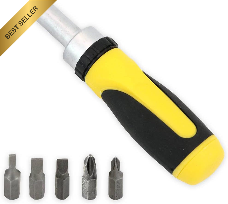 Ratchet Screwdriver & Bits Set Magnetic Tip Internal Storage