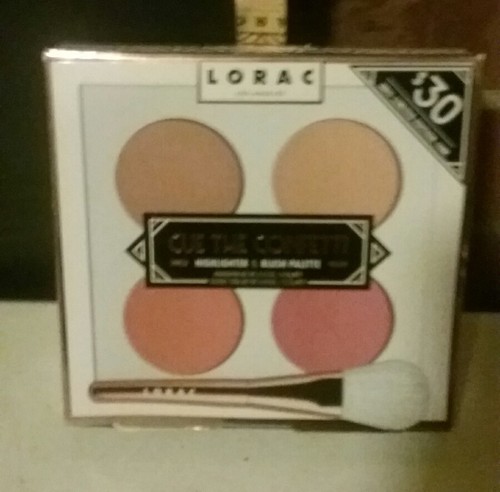 LORAC Cue the Confetti Highlighter & Blush Palette with Brush - Tinge, Vivid,